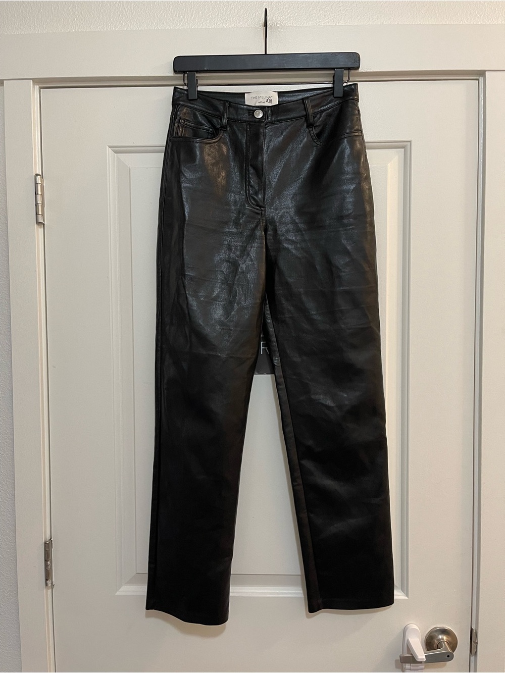 Aritzia Wilfred The Melina Black Faux Leather Stright-Leg Pants - Picture 2 of 4